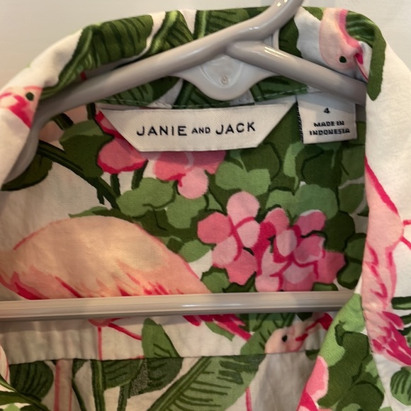 Janie and Jack Tropical Flamingo Cabana Shirt (4T and Size 6) - Picture 6 of 6